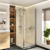 Sensea Remix Lateral Fixed Shower Panel 90 x 195cm - Chrome/ Clear